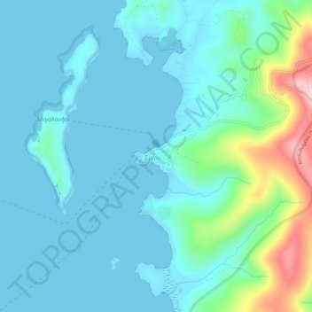 Mapa topográfico Sigri, altitud, relieve