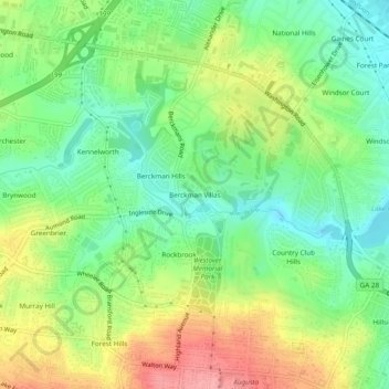 Mapa topográfico Berckman Villas, altitud, relieve