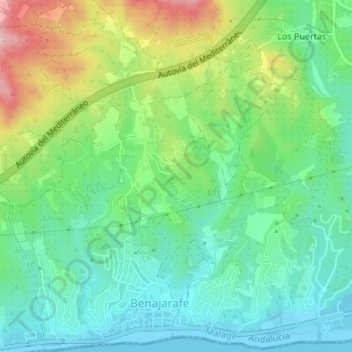 Mapa topográfico Lomas del Sol, altitud, relieve