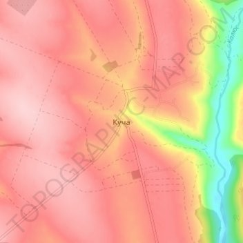 Mapa topográfico Kucha, altitud, relieve