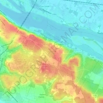 Mapa topográfico Saint-Vincent, altitud, relieve