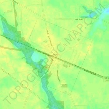 Mapa topográfico Odum, altitud, relieve
