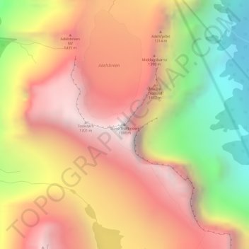 Mapa topográfico Store Trolltinden, altitud, relieve
