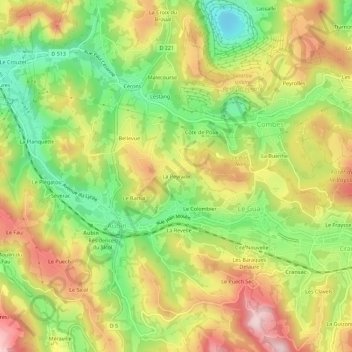Mapa topográfico La Peyrade, altitud, relieve