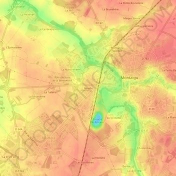 Mapa topográfico Mirville, altitud, relieve