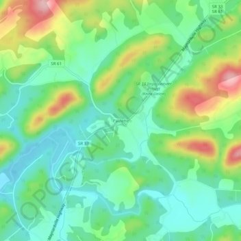 Mapa topográfico Paulette, altitud, relieve