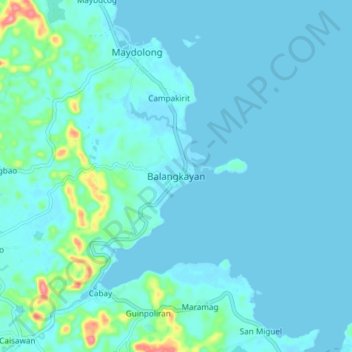 Mapa topográfico Balangkayan, altitud, relieve