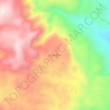 Mapa topográfico Kota Besi, altitud, relieve