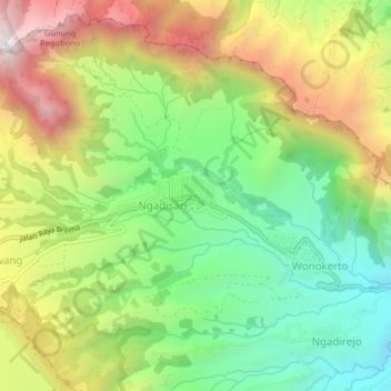 Mapa topográfico Jetak, altitud, relieve