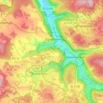 Mapa topográfico Dietersberg, altitud, relieve
