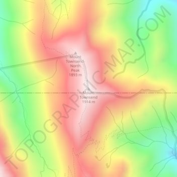 Mapa topográfico Mount Townsend, altitud, relieve