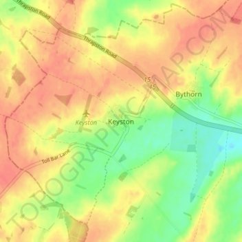 Mapa topográfico Keyston, altitud, relieve