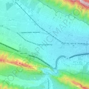 Mapa topográfico Santa Catarina, altitud, relieve