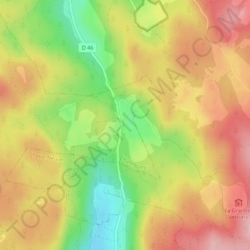 Mapa topográfico Pré Poncet, altitud, relieve