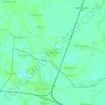 Mapa topográfico Damodarpur, altitud, relieve