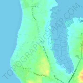 Mapa topográfico Tuble, altitud, relieve