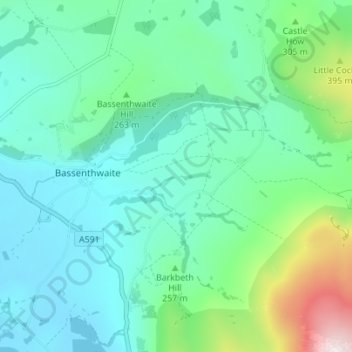 Mapa topográfico Low Melbecks, altitud, relieve