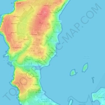 Mapa topográfico Lanvernazal, altitud, relieve