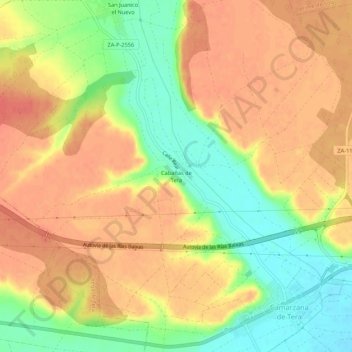 Mapa topográfico Cabañas de Tera, altitud, relieve