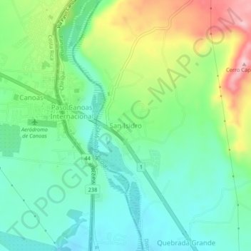 Mapa topográfico San Isidro, altitud, relieve