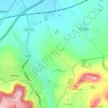 Mapa topográfico Upthorpe, altitud, relieve