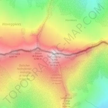 Mapa topográfico Turnerkamp, altitud, relieve