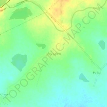 Mapa topográfico Muddaipet, altitud, relieve