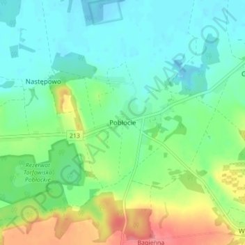 Mapa topográfico Pobłocie, altitud, relieve