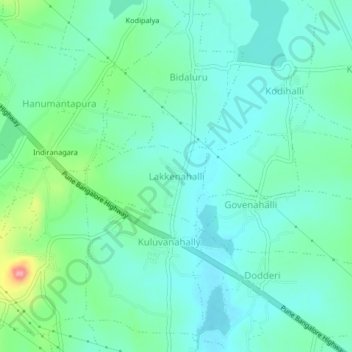 Mapa topográfico Lakkenahalli, altitud, relieve