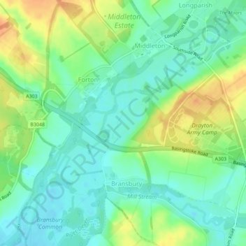 Mapa topográfico Drayton, altitud, relieve