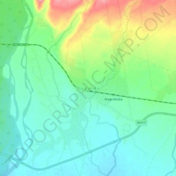 Mapa topográfico Nagrakata, altitud, relieve