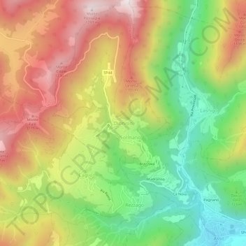 Mapa topográfico Dicinisio, altitud, relieve