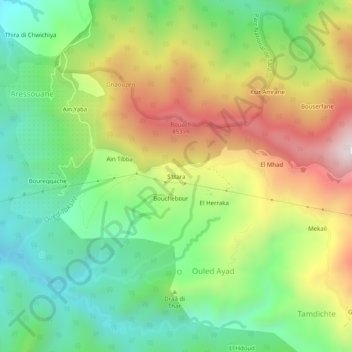 Mapa topográfico S'ttara, altitud, relieve