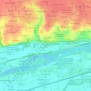 Mapa topográfico La Chevalette-Sud, altitud, relieve