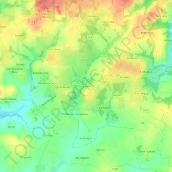 Mapa topográfico La Gare, altitud, relieve