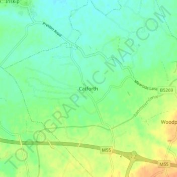 Mapa topográfico Catforth, altitud, relieve