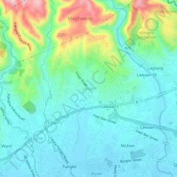 Mapa topográfico Linao, altitud, relieve