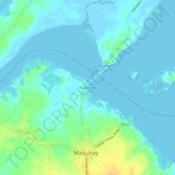 Mapa topográfico Hula-hula, altitud, relieve