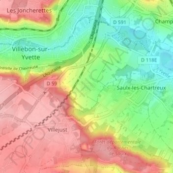 Mapa topográfico Villiers, altitud, relieve
