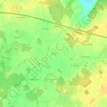 Mapa topográfico Charlé, altitud, relieve