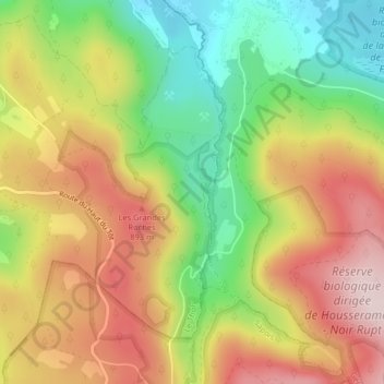 Mapa topográfico Housseramont, altitud, relieve