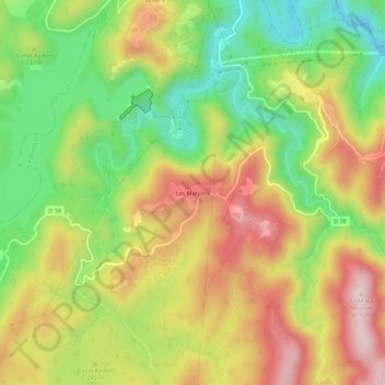 Mapa topográfico Les Marjoris, altitud, relieve