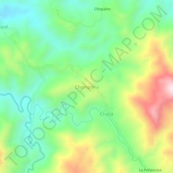Mapa topográfico Champona, altitud, relieve