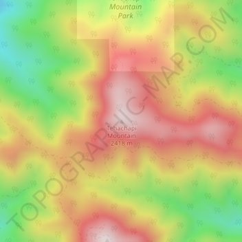 Mapa topográfico Tehachapi Mountain, altitud, relieve