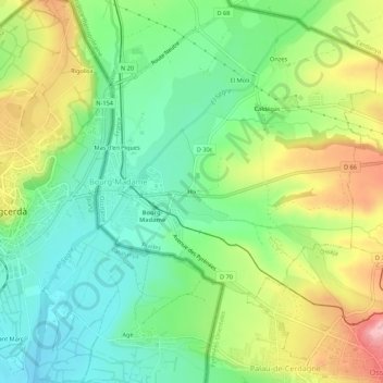 Mapa topográfico Hix, altitud, relieve