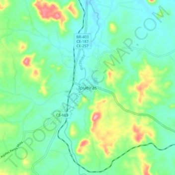 Mapa topográfico Ipueiras, altitud, relieve