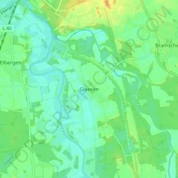 Mapa topográfico Gleesen, altitud, relieve