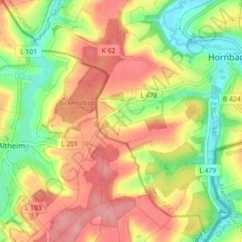 Mapa topográfico Ringweilerhof, altitud, relieve
