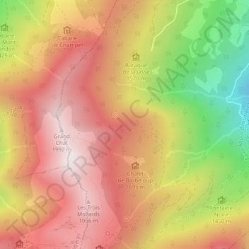 Mapa topográfico Rocher du Cra, altitud, relieve