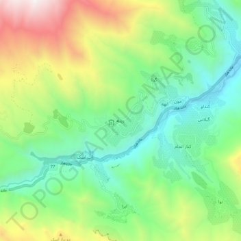 Mapa topográfico Rineh, altitud, relieve